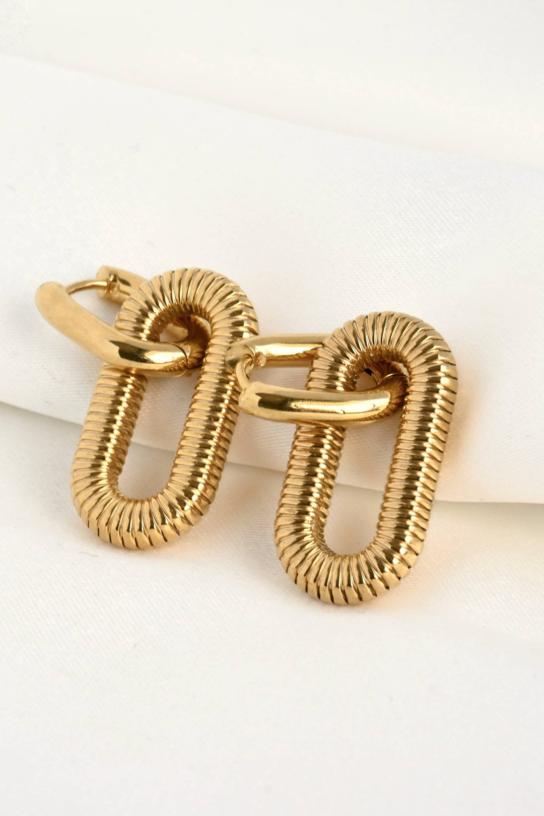 Double Link Huggies: 18k Gold Plated