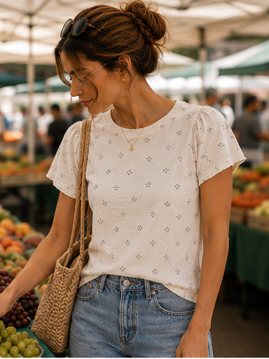 Ruffle Sleeve Soft Tee