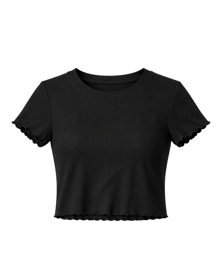 Cap Sleeve Crop Tee: Black