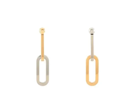  Paperclip Duo Link Hoop Earring : Two tone