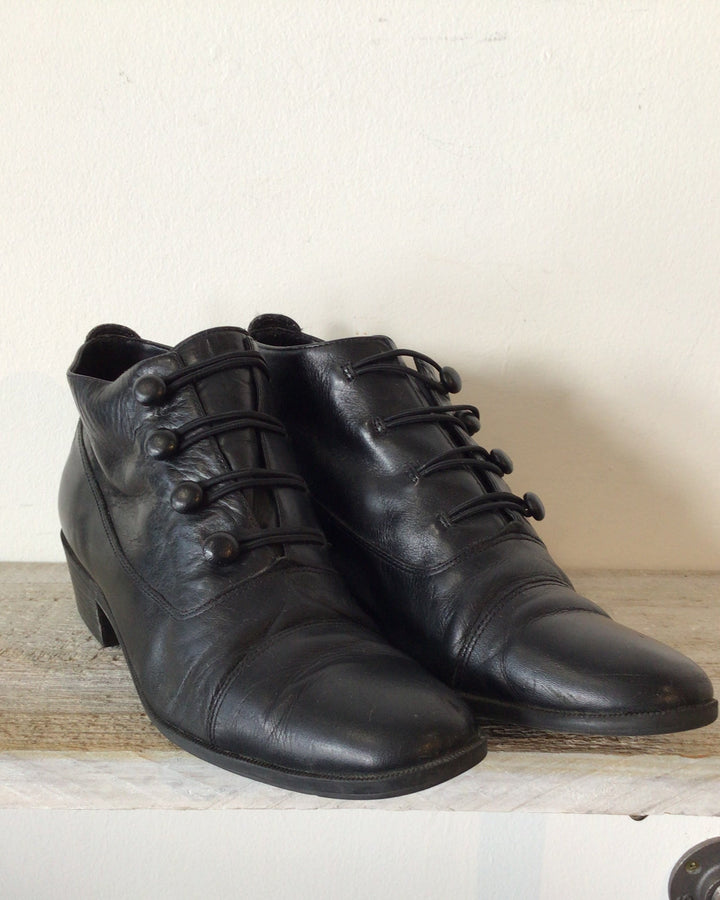 Leather Button Boot - Size 8