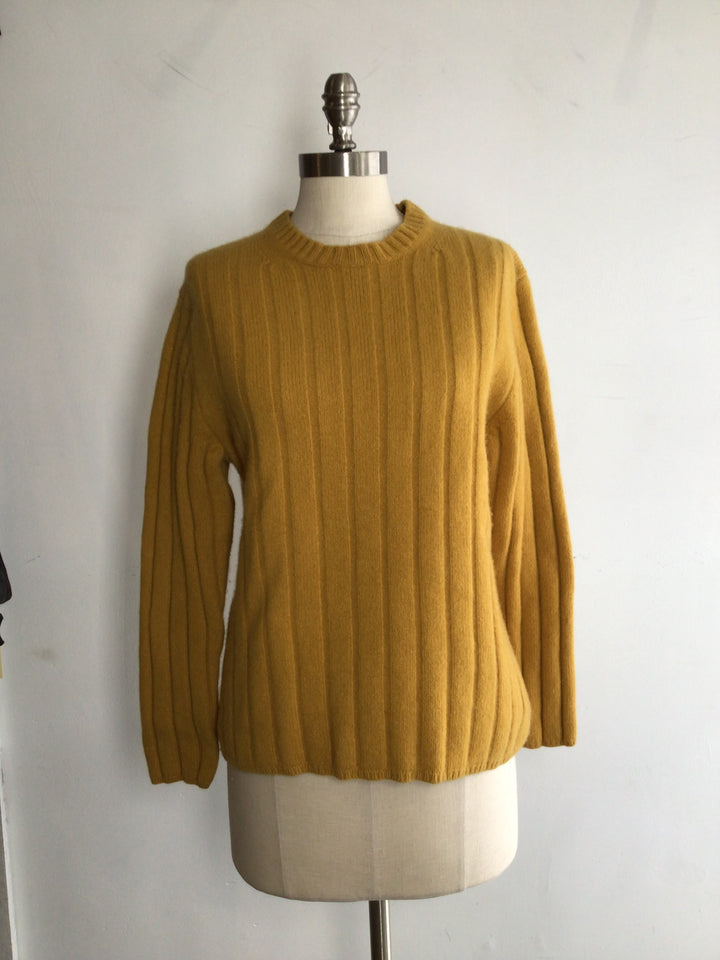 Ribbed Wool Crew Sweater - Large