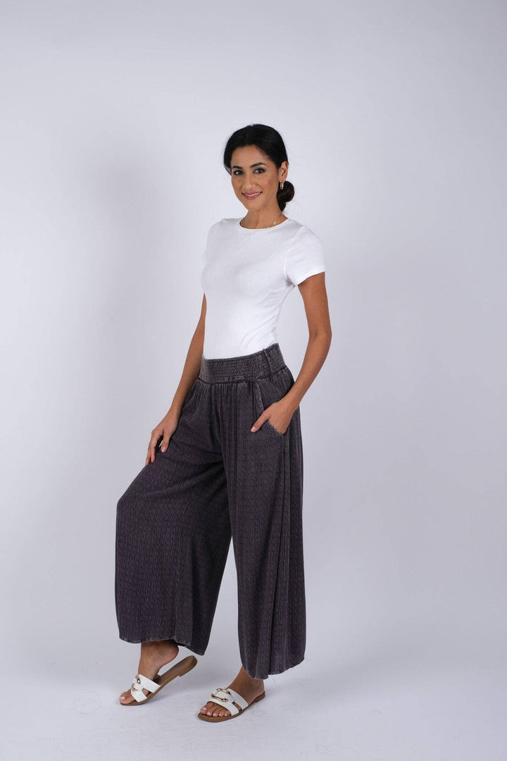 Textured Palazzo Pants - Blue