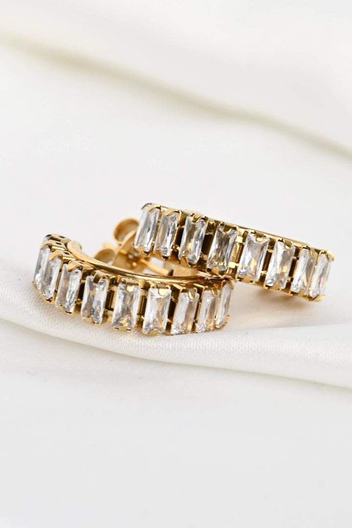 CZ Baguette Hoops - Gold