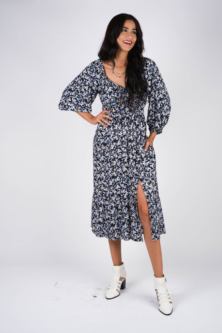 Floral Midi with Pockets and Slide Slits