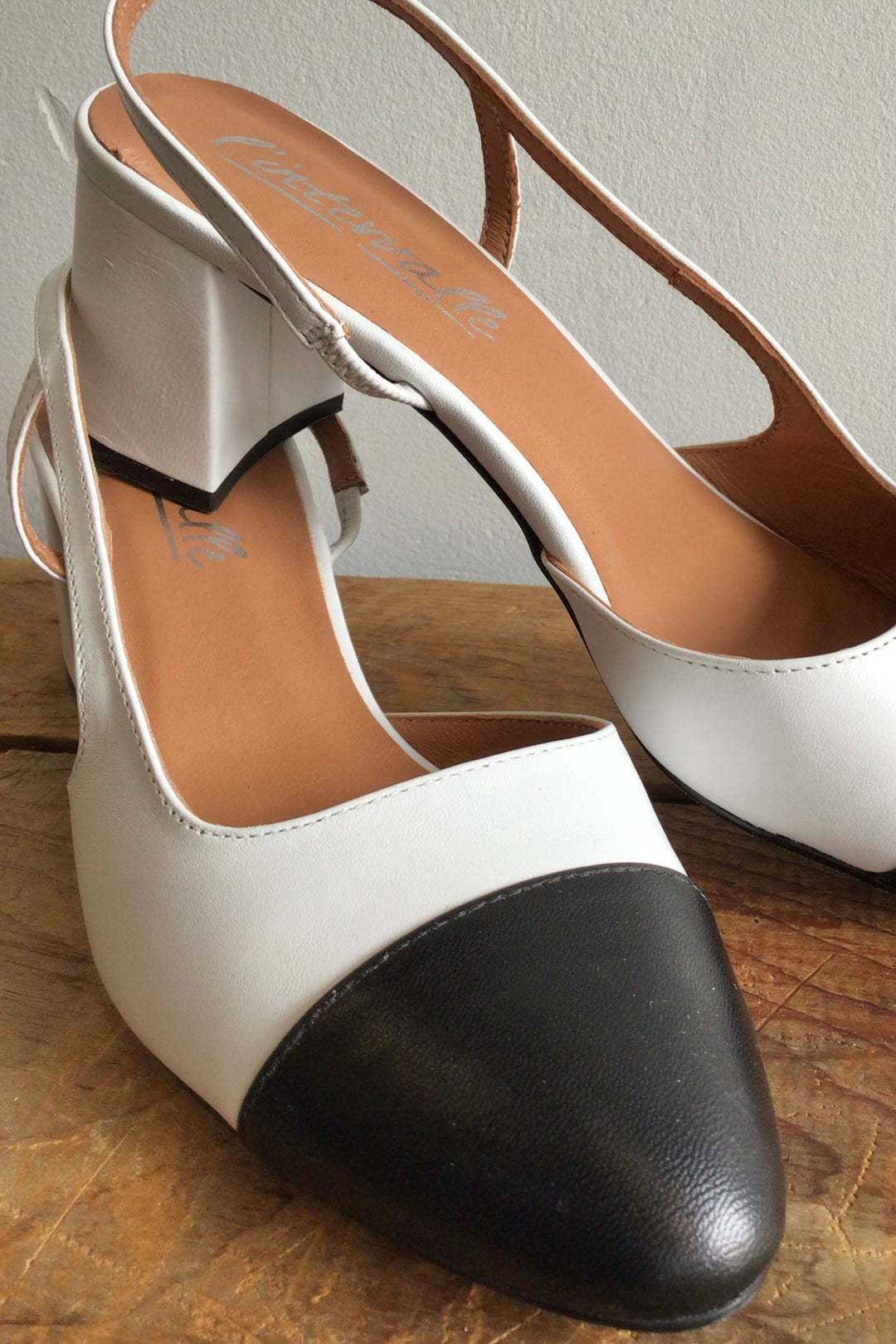 Black Toe White Heels - Size 38