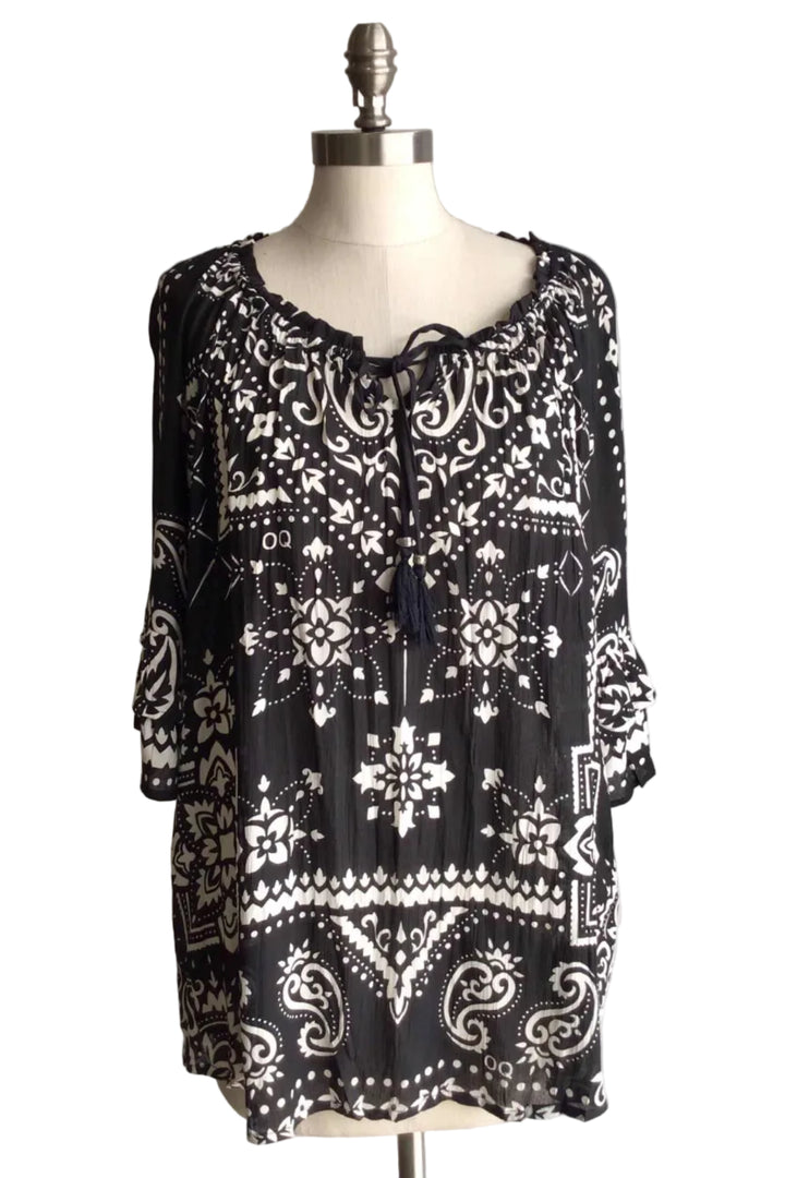 Bandana Blouse: Black