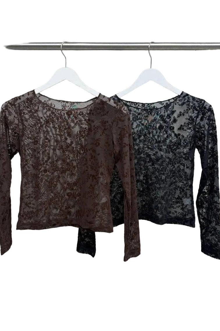 Sheer Velvet Top: Chocolate