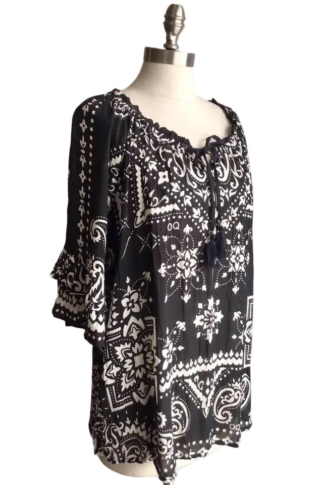 Bandana Blouse: Black