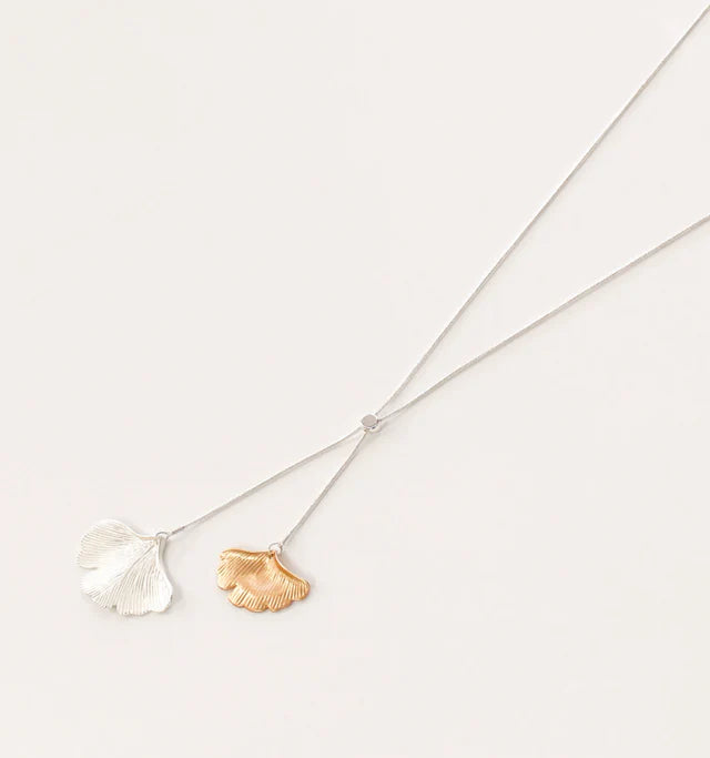 Two Tone Gingko Lariat