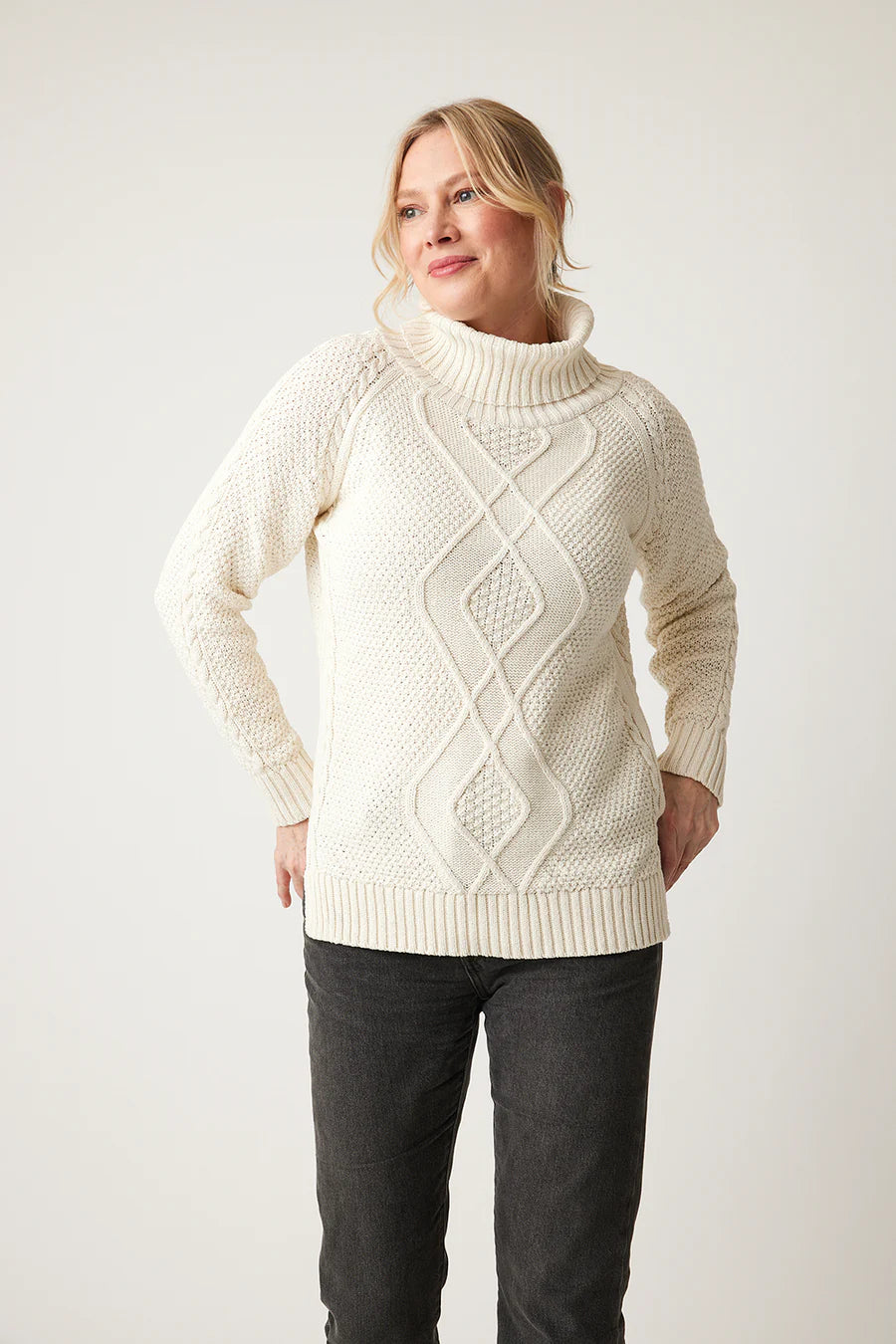 Dylan T-neck Sweater - Grey Tweed