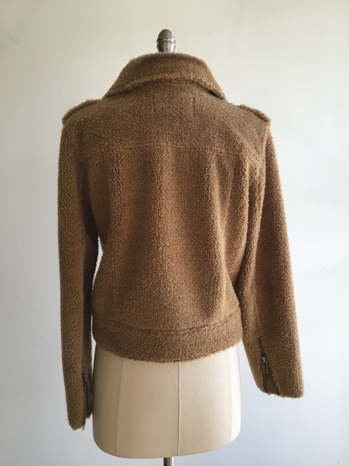Cropped Sherpa Moto Jacket - Medium