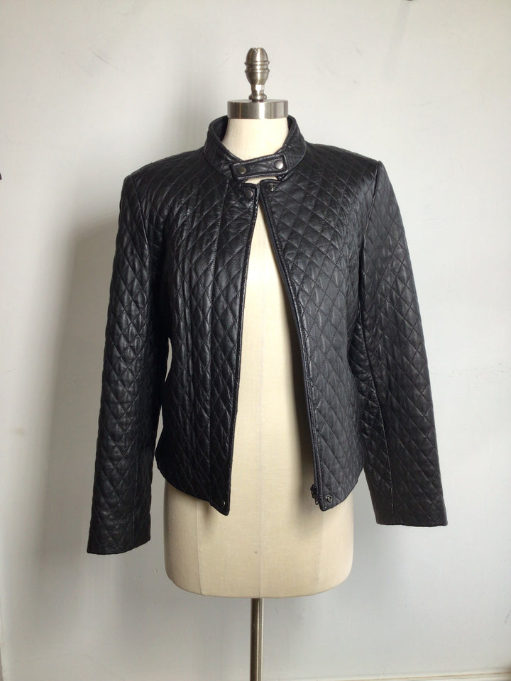 Quilted Leather Moto Jacket - Small