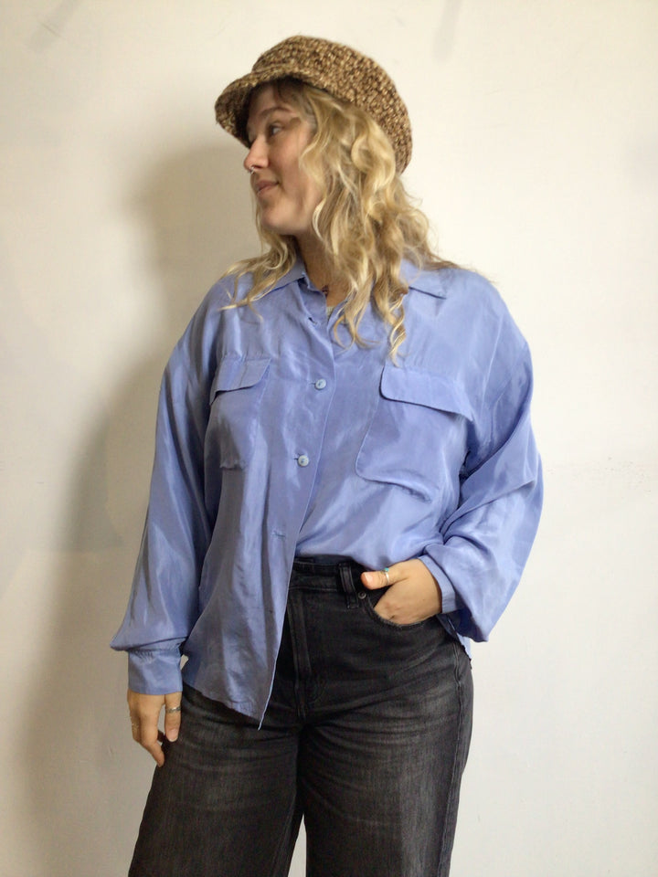 Blue Silk Blouse