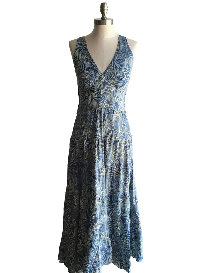 Carmen Dress- Blue Leaf