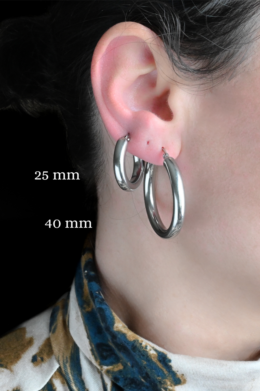 Silver Tunnel Hoops - 30 mm