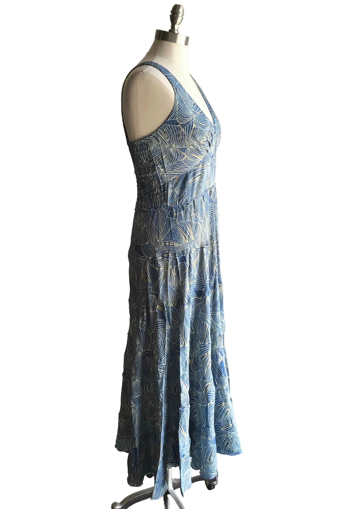 Carmen Dress- Blue Leaf