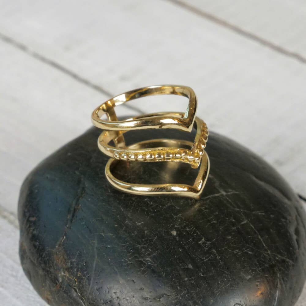 Brass Triple Chevron Ring