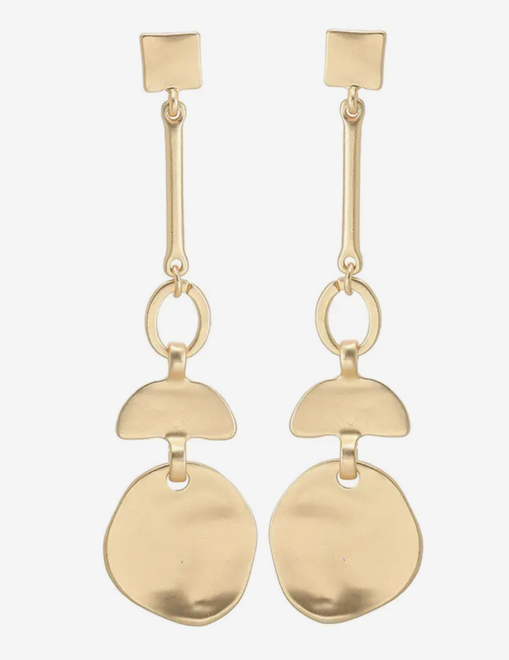 Drop Earrings: Silver Matte Hammered Finish