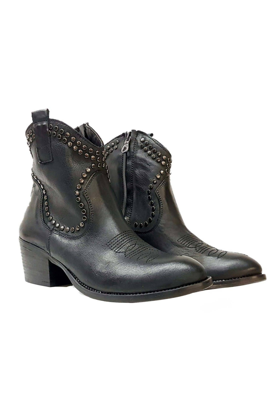 Studded Cowboy Ankle Boots