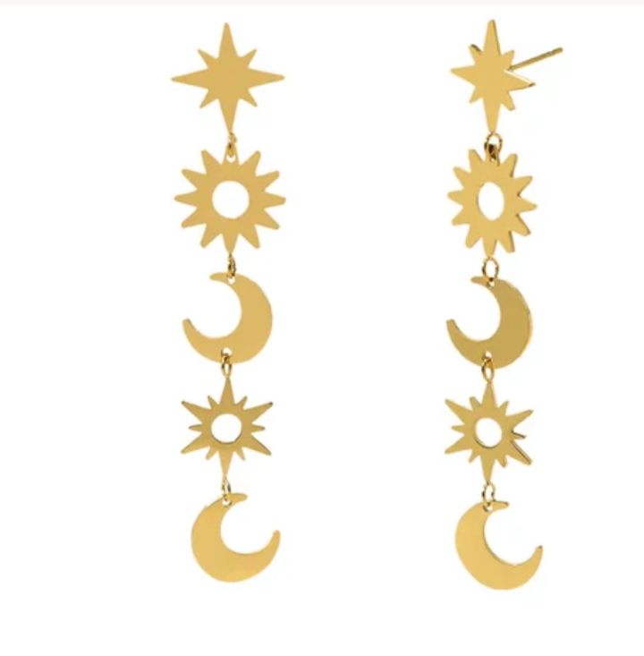 Celestial Sun Moon Stars Earrings