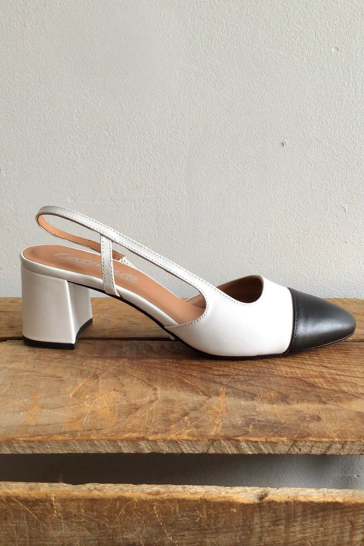 Black Toe White Heels - Size 38