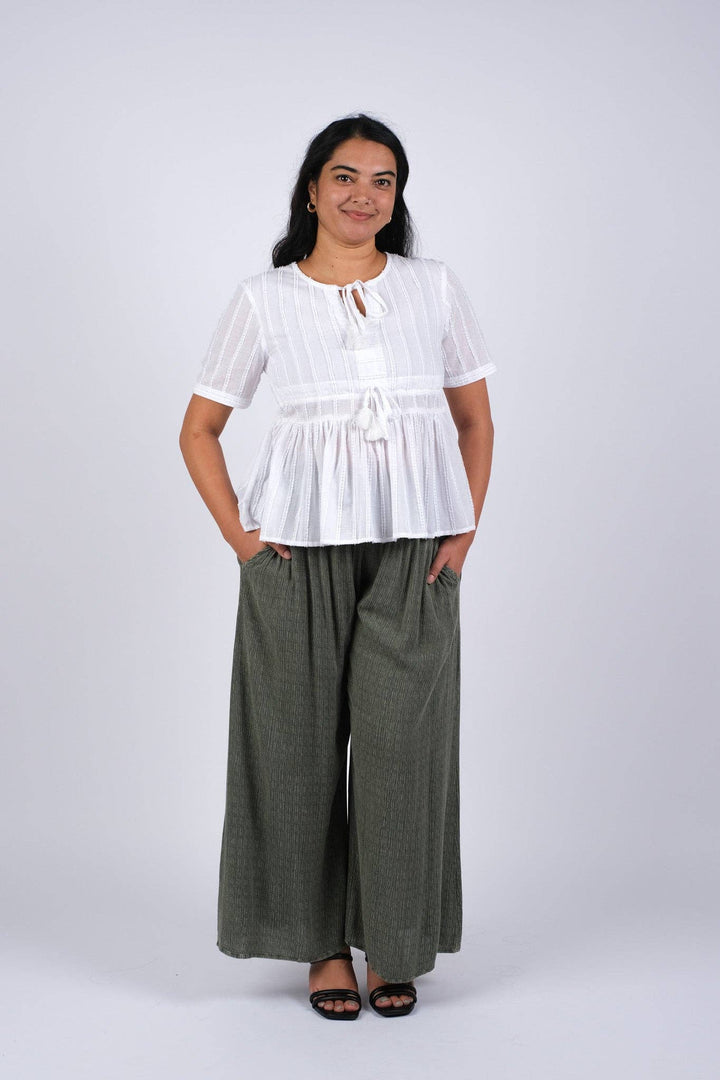 Textured Palazzo Pants - Blue