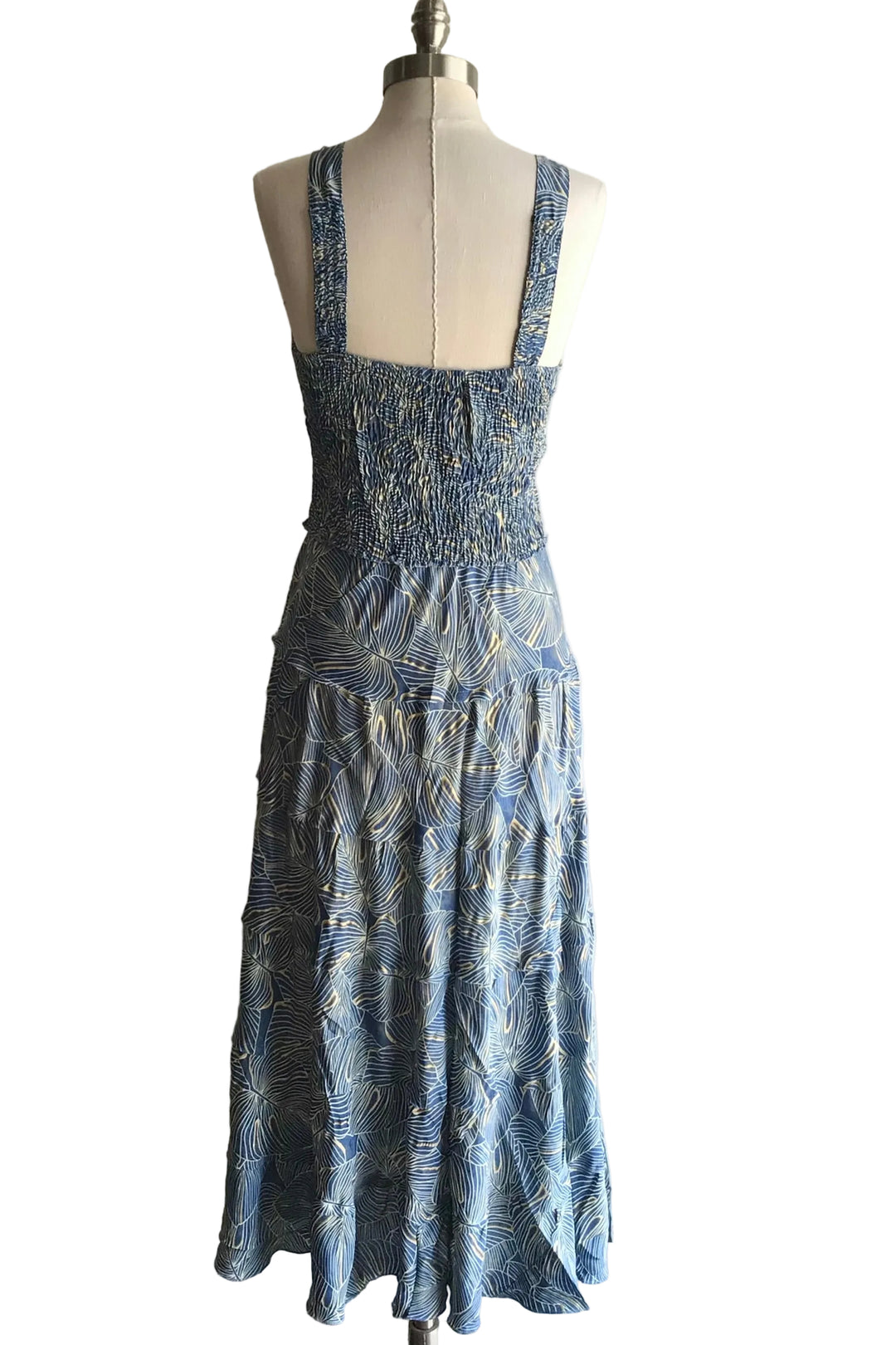 Carmen Dress- Blue Leaf