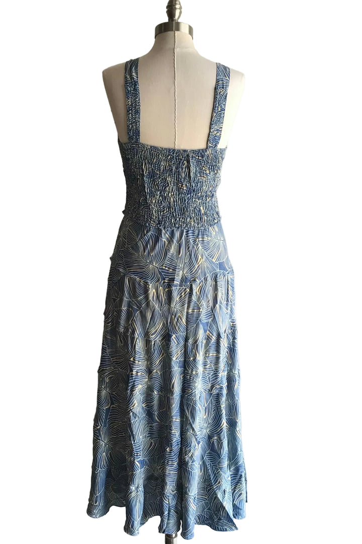 Carmen Dress- Blue Leaf