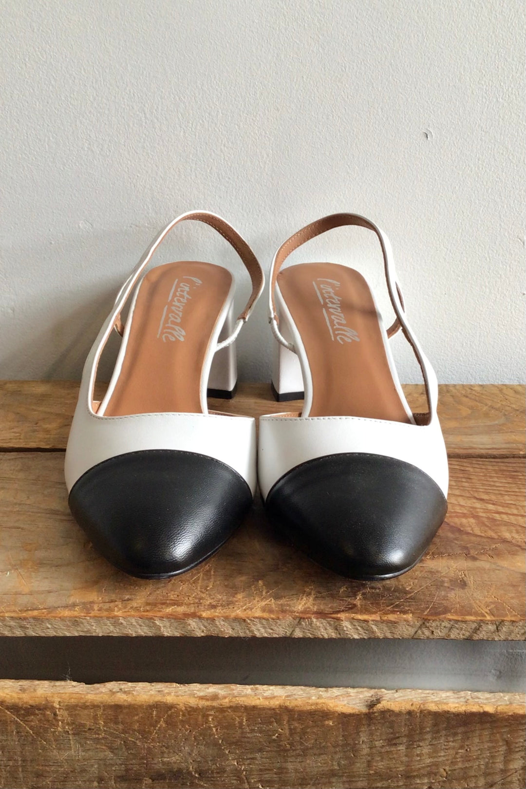 Black Toe White Heels - Size 38