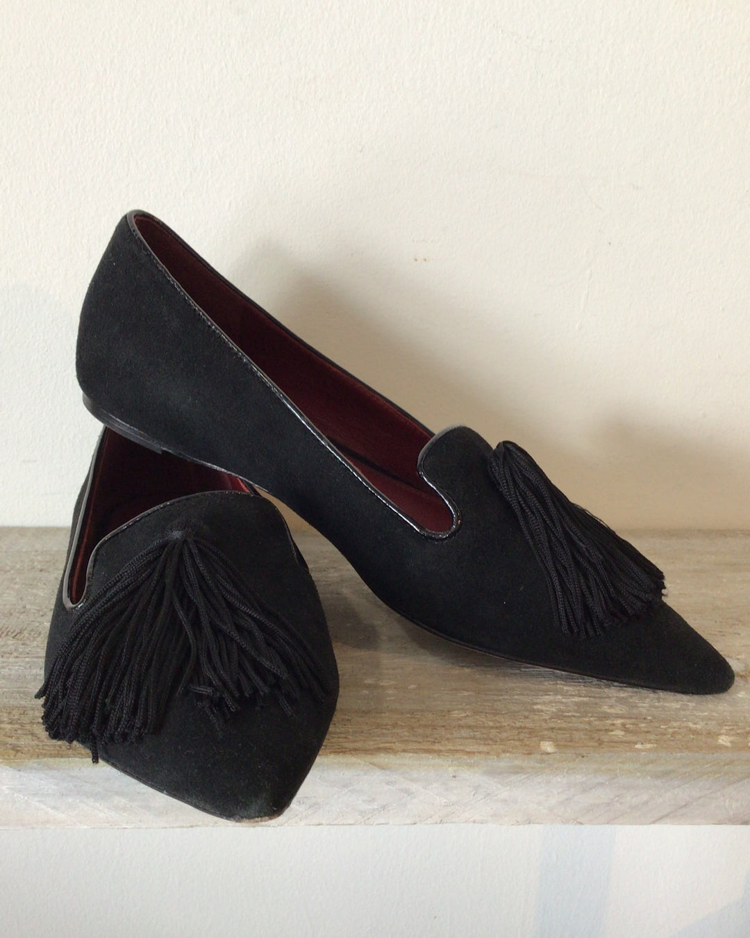 Velvet Tassel Flats - Size 6.5