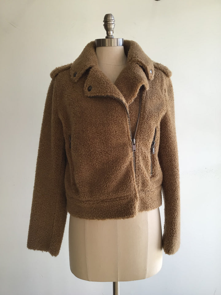 Cropped Sherpa Moto Jacket - Medium