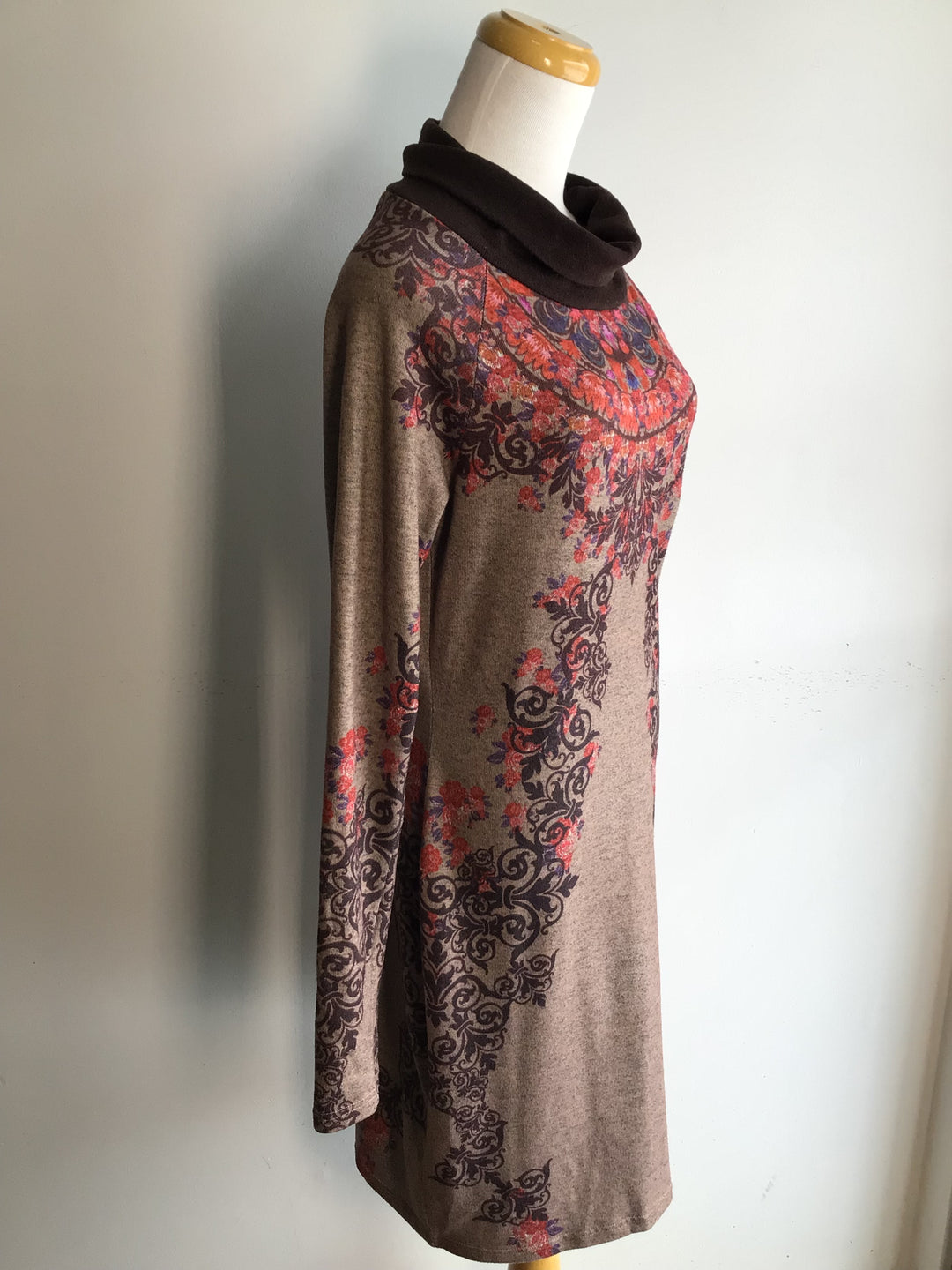 Brown Patterned Dress