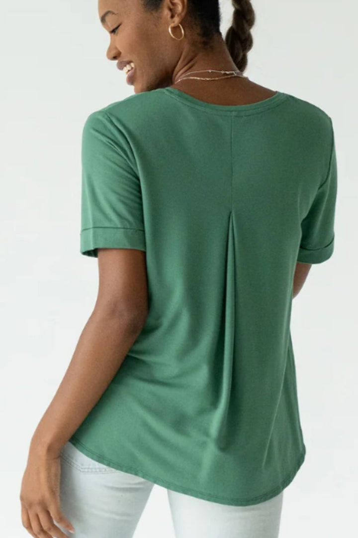 Folded Cuff Tee - Forest Green