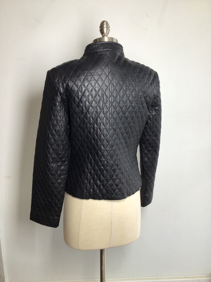 Quilted Leather Moto Jacket - Small