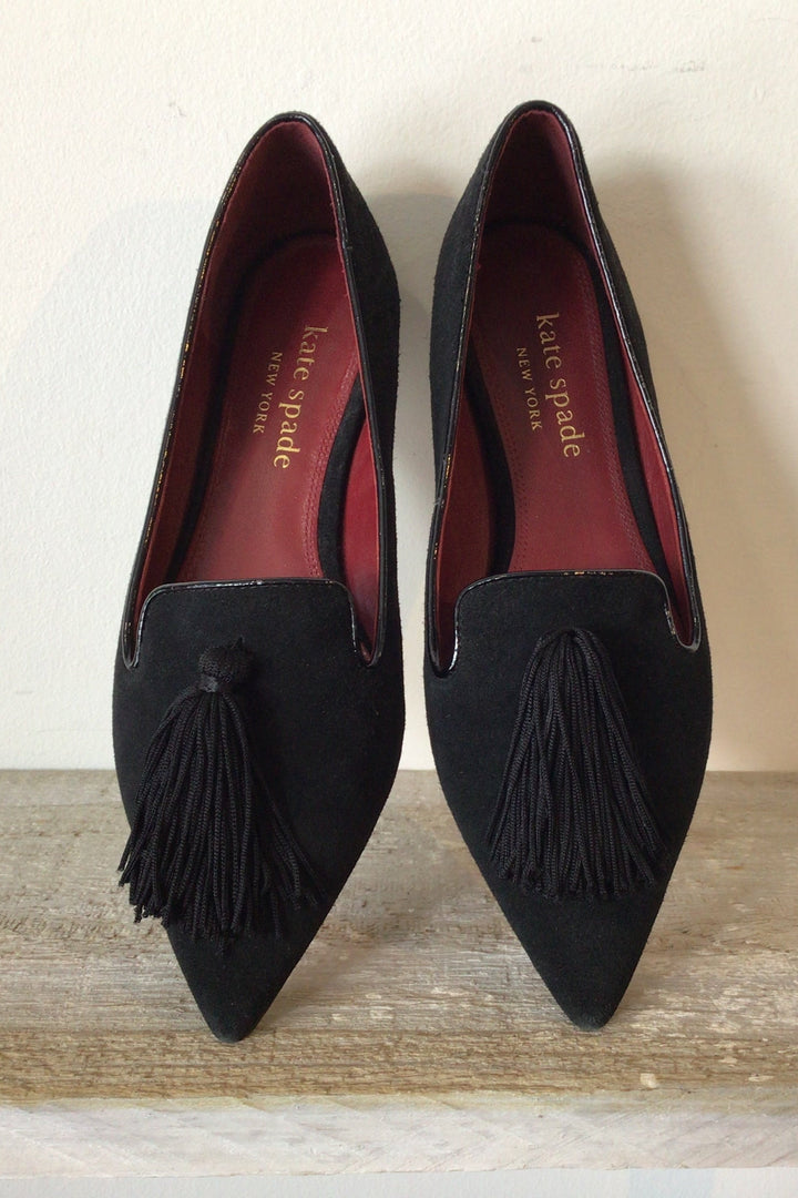 Velvet Tassel Flats - Size 6.5