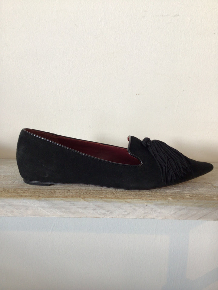 Velvet Tassel Flats - Size 6.5