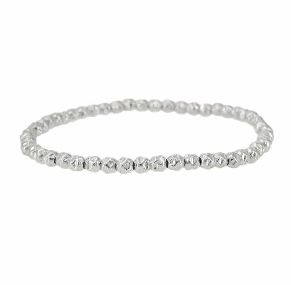 Silver Hammered Bead Bracelet