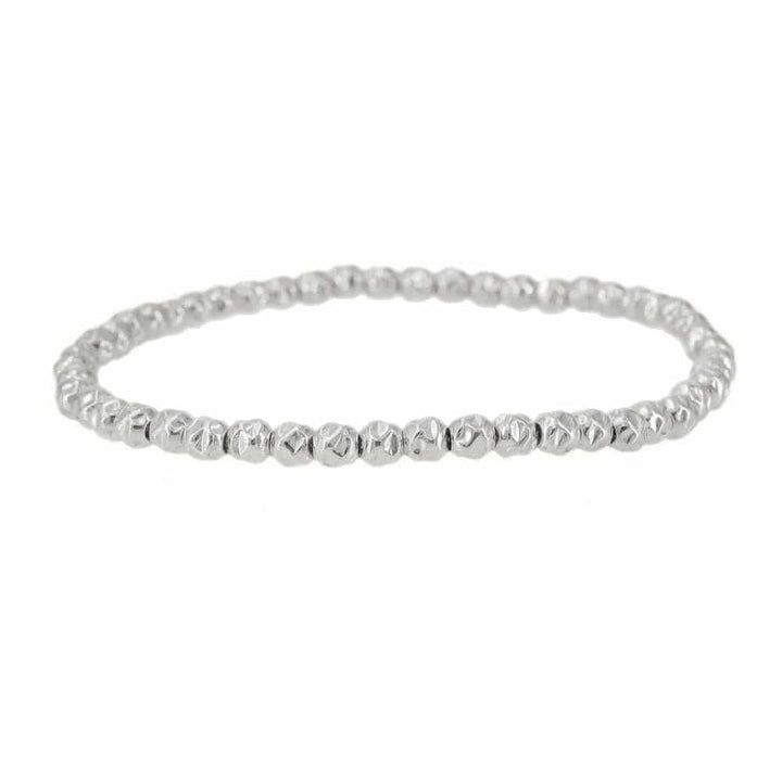 Silver Hammered Bead Bracelet