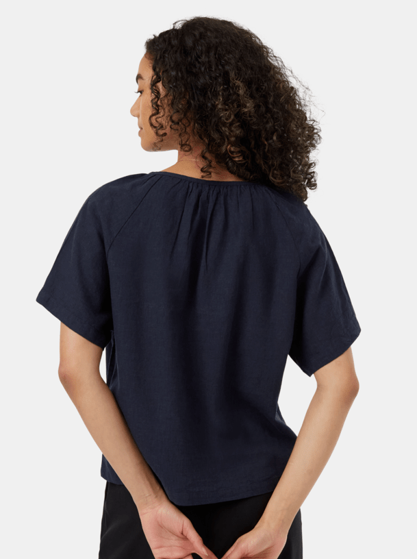 Hemp Popover Blouse- Navy