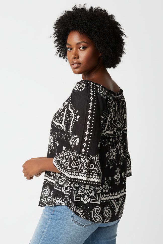Bandana Blouse: Black