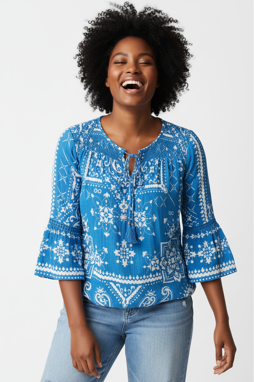 Bandana Blouse: Blue