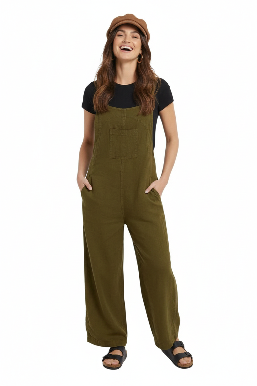 Tatania Cotton Overalls - Olive