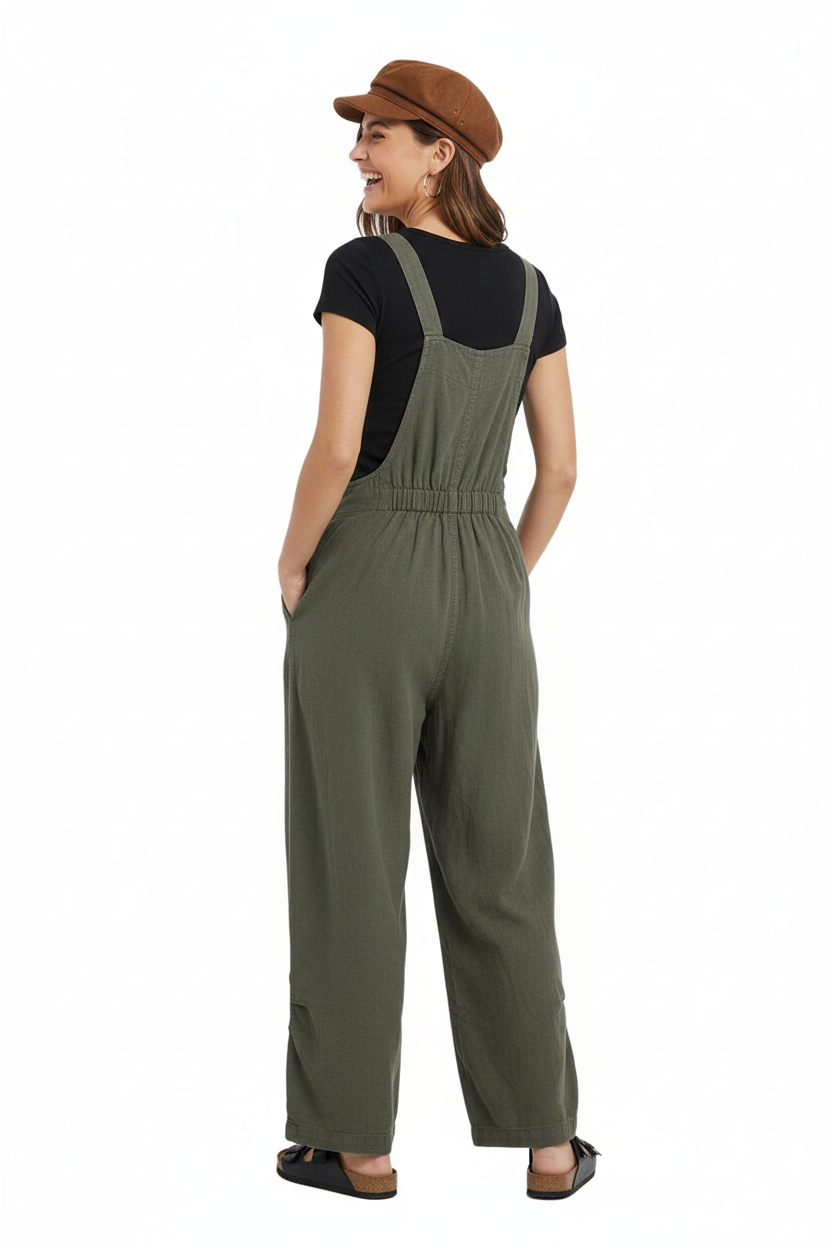 Tatania Cotton Overalls - Olive
