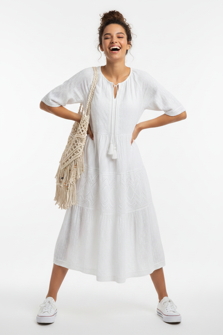 Broderie Dress- White