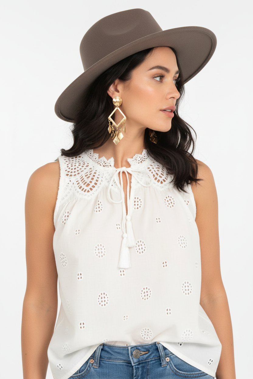 Lace Tank Top - White