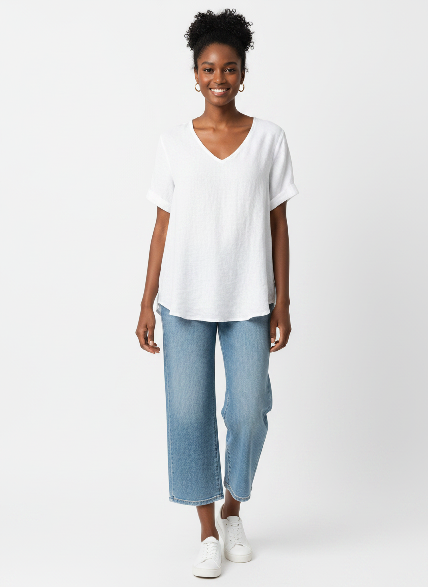 Classic Linen Top: White