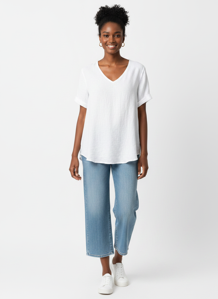 Classic Linen Top: White