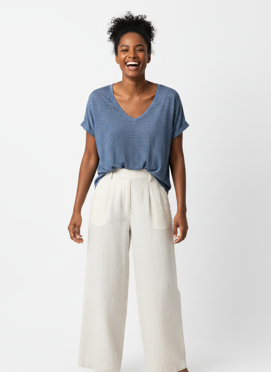 Classic Linen top: Navy