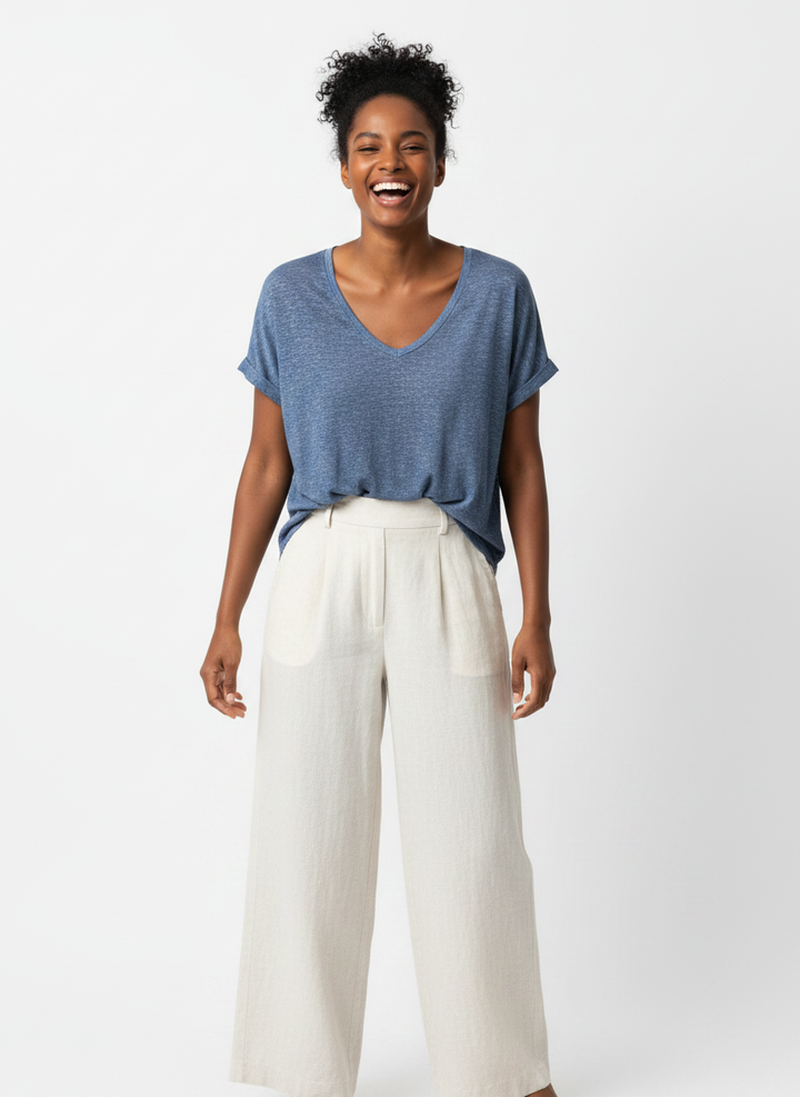 Classic Linen top: Navy